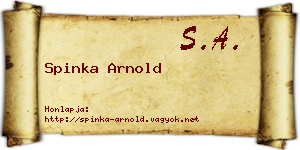 Spinka Arnold névjegykártya